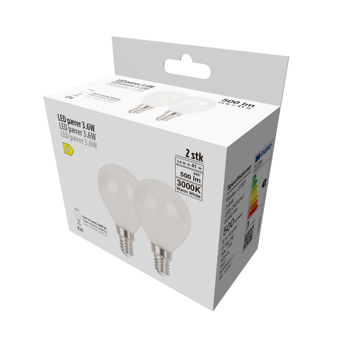 LED-kronepærer 3,6 W E14 - 2 pk.